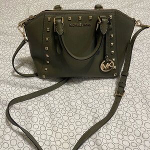 Michael Kors Dark Green Studded Satchel
